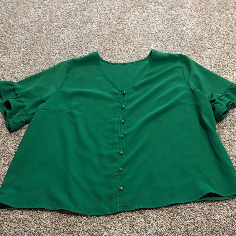 SHEIN Curve Elegant Green Women's Top